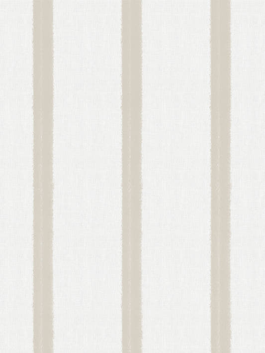 Papel mural Emily Beige, detalle del diseño: rayas verticales delgadas en beige gris claro sobre blanco.