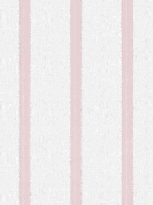 Papel mural Emily Pink, detalle del diseño: rayas verticales espaciadas en rosa empolvado sobre blanco.