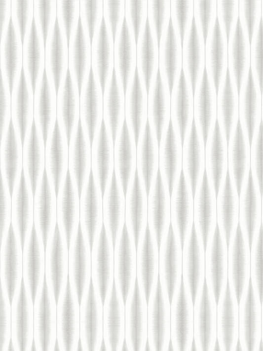 Papel mural Feather, detalle del diseño: ondas verticales alargadas en blanco y gris muy claro.