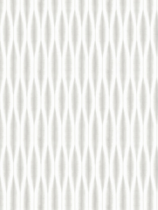 Papel mural Hanae Gris, detalle del diseño: ondas verticales entrelazadas en gris perla.