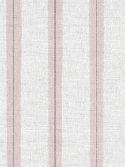 Papel mural Henry Pink, detalle del diseño: rayas finas rosa viejo sobre textura de lino.