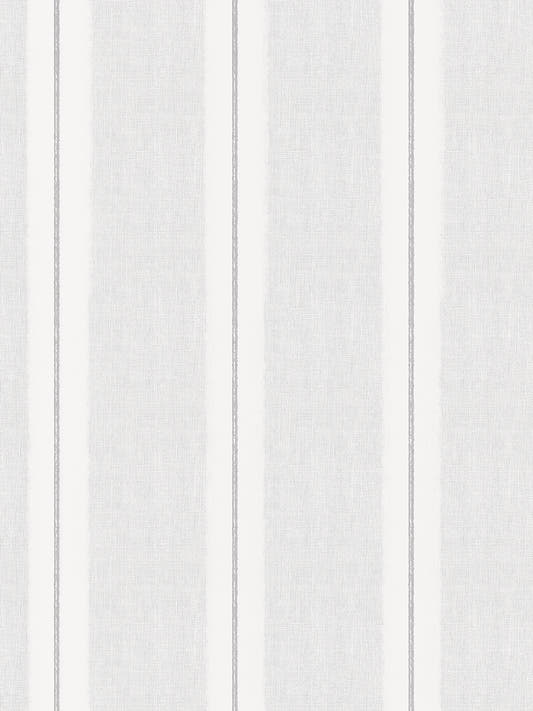 Papel mural Henry White, detalle del diseño: rayas verticales de distinto ancho en blanco y gris perla.