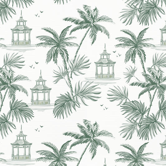 Papel Mural Tropical Vintage Green