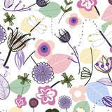 Mantel de Hule Abstract Flowers and Dragonfly Pastel Colored Floral S