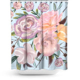 Cortina de Baño Powdery Pastel Hand Drawn Roses Pattern