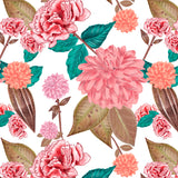 Mantel de Hule Hand Drawn Carnation And Dahlia Spring