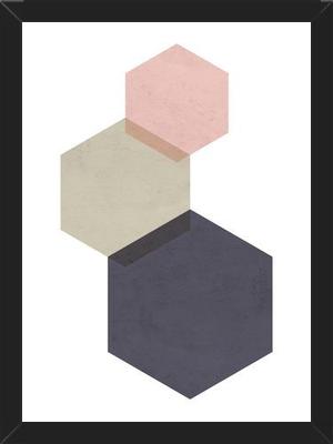 Cuadro 3 hexagons - pink