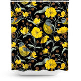 Cortina de Baño Pajaros y flores amarillas