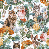 Mantel de Hule Cat and Floral Pattern III