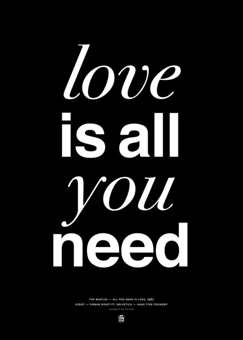 Canvas THE BEATLES - LOVE IS ALL YOU NEED black - Galeria Impresionarte