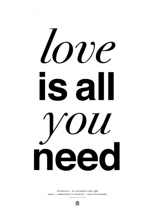 Canvas The Beatles - Love is all you Need White - Galeria Impresionarte