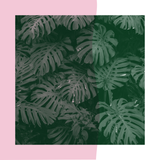 Canvas Tropical Leaves Green Rose
