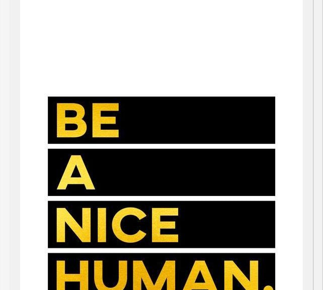 Cuadro Be A Nice Human