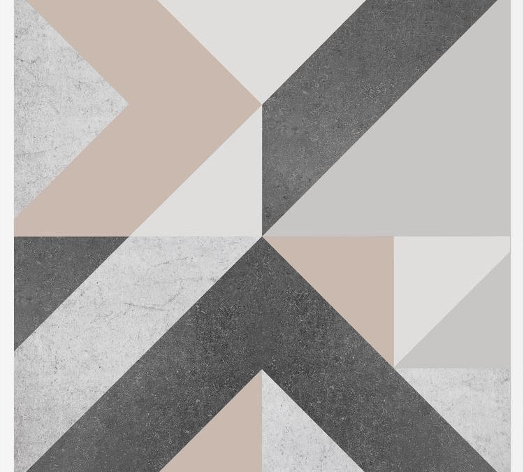 Cuadro Geométrico Neutro - Rosa y Gris