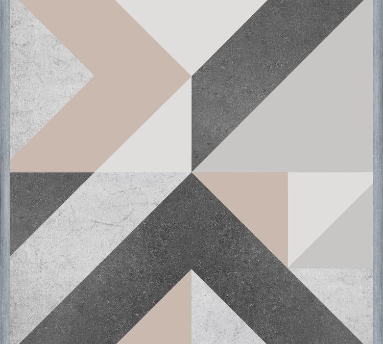 Cuadro Geométrico Neutro - Rosa y Gris