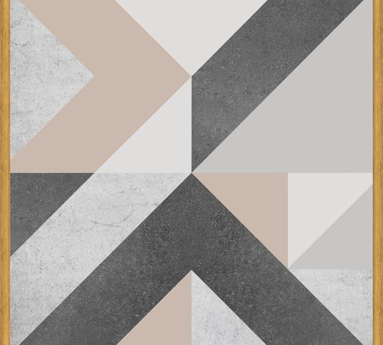 Cuadro Geométrico Neutro - Rosa y Gris
