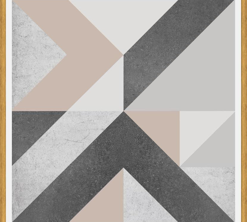 Cuadro Geométrico Neutro - Rosa y Gris