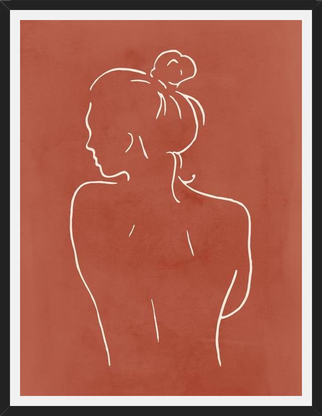 Cuadro Female body sketch - Terracotta