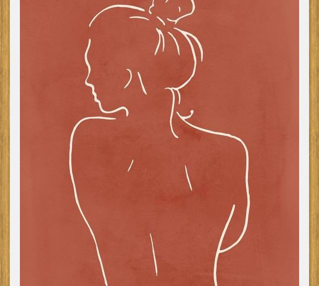 Cuadro Female body sketch - Terracotta