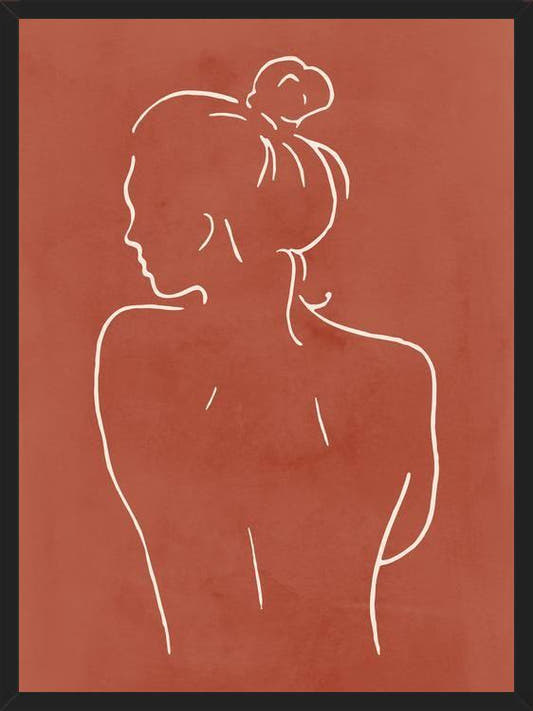 Cuadro Female body sketch - Terracotta