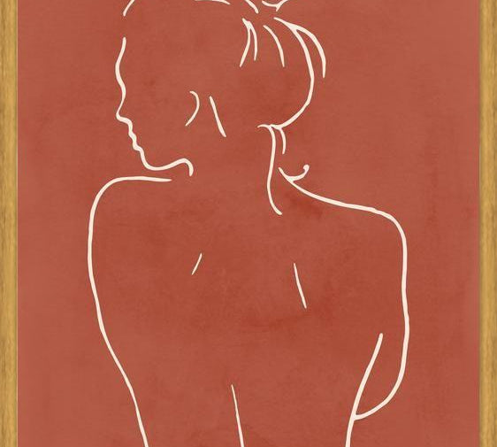 Cuadro Female body sketch - Terracotta