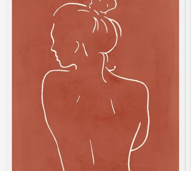Cuadro Female body sketch - Terracotta