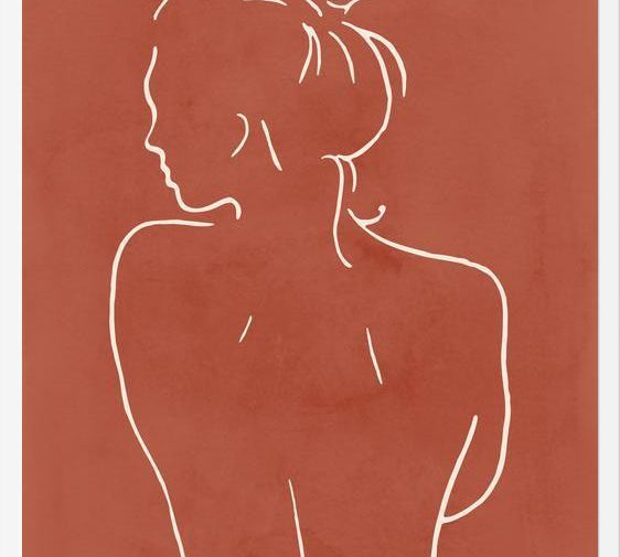 Cuadro Female body sketch - Terracotta