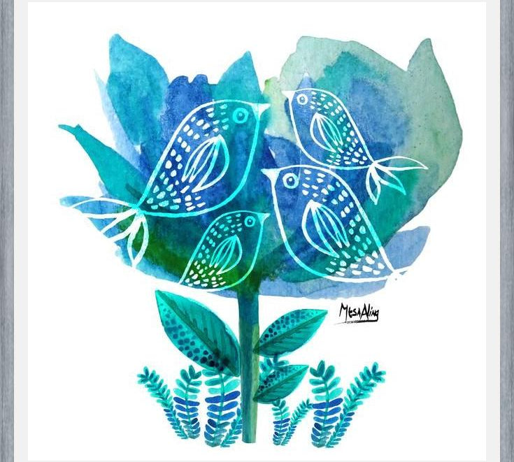 Cuadro pajaritos tulip blu