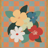 Cuadro Retro Flowers on Checkerboard 01