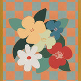 Cuadro Retro Flowers on Checkerboard 01