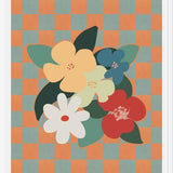 Cuadro Retro Flowers on Checkerboard 01