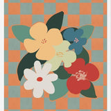 Cuadro Retro Flowers on Checkerboard 01