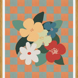 Cuadro Retro Flowers on Checkerboard 01