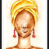 Cuadro Mujer africana con Turbante en acuarela