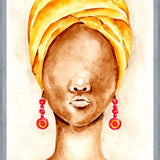 Cuadro Mujer africana con Turbante en acuarela