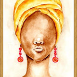 Cuadro Mujer africana con Turbante en acuarela