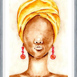 Cuadro Mujer africana con Turbante en acuarela