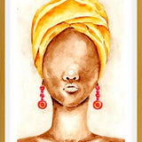 Cuadro Mujer africana con Turbante en acuarela