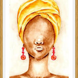 Cuadro Mujer africana con Turbante en acuarela