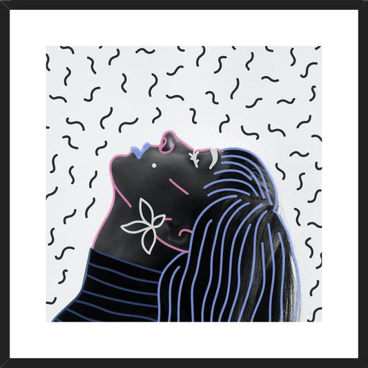 Cuadro Woman Portrait Lines Flower
