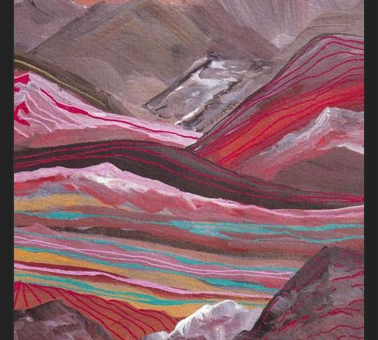 Cuadro Raibow Mountains And Full Moon