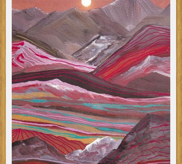 Cuadro Raibow Mountains And Full Moon
