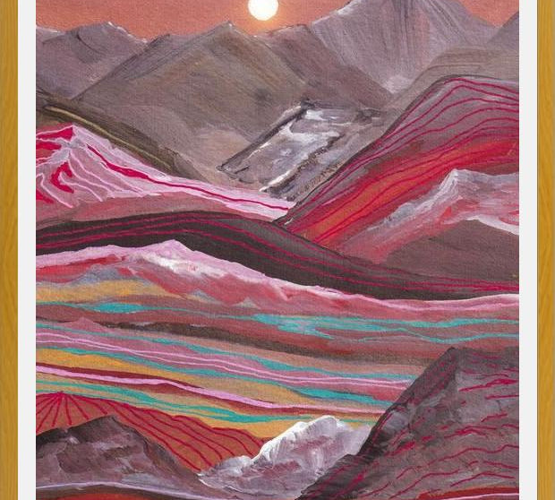 Cuadro Raibow Mountains And Full Moon