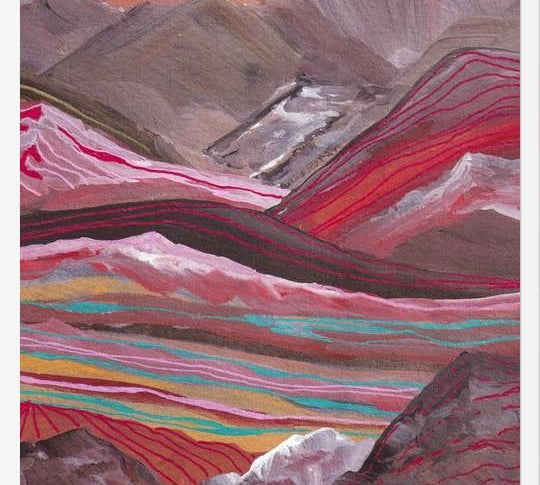 Cuadro Raibow Mountains And Full Moon