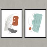 Set de Cuadros Abstraction with gray lines