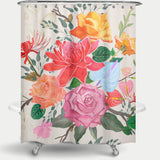Cortina de Baño Roses and artistic flower bouquet beige