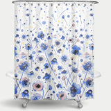 Cortina de Baño Ink Blue Flowers Degraded