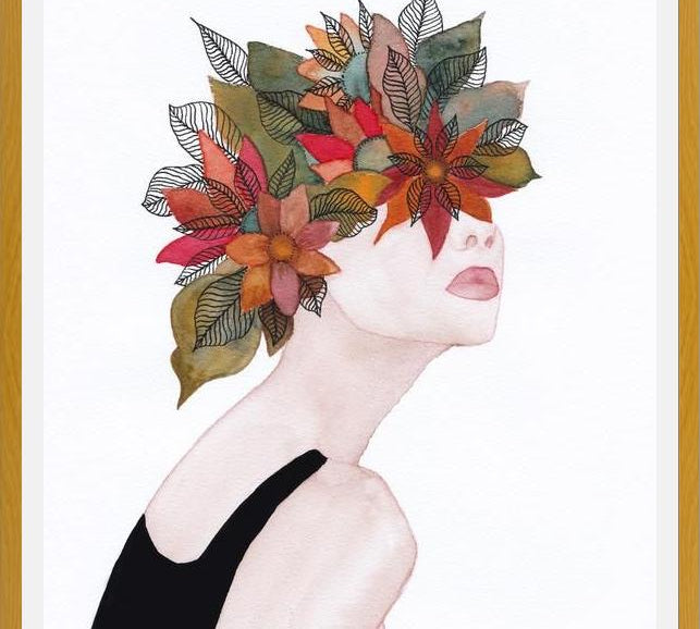 Cuadro Woman in flowers, watercolor 2