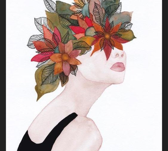 Cuadro Woman in flowers, watercolor 2
