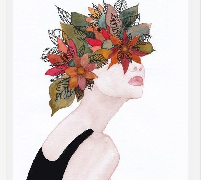 Cuadro Woman in flowers, watercolor 2